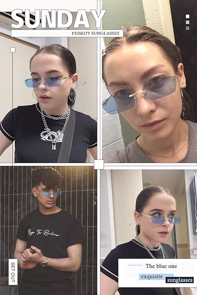 小物 archive   sunglasses y2k Amazon.com: mosanana Rimless Y2K Sunglasses for Women Wrap